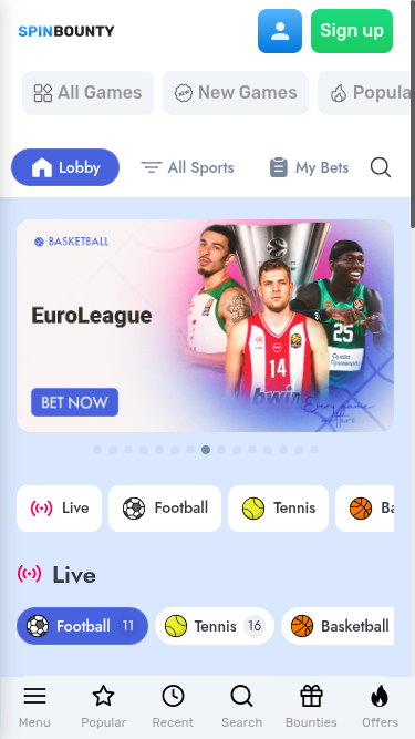Sports mobiles du casino SpinBounty
