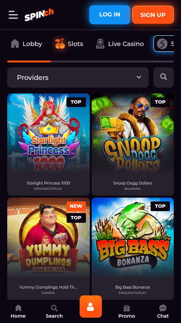 Spinch Casino mobile Spiele