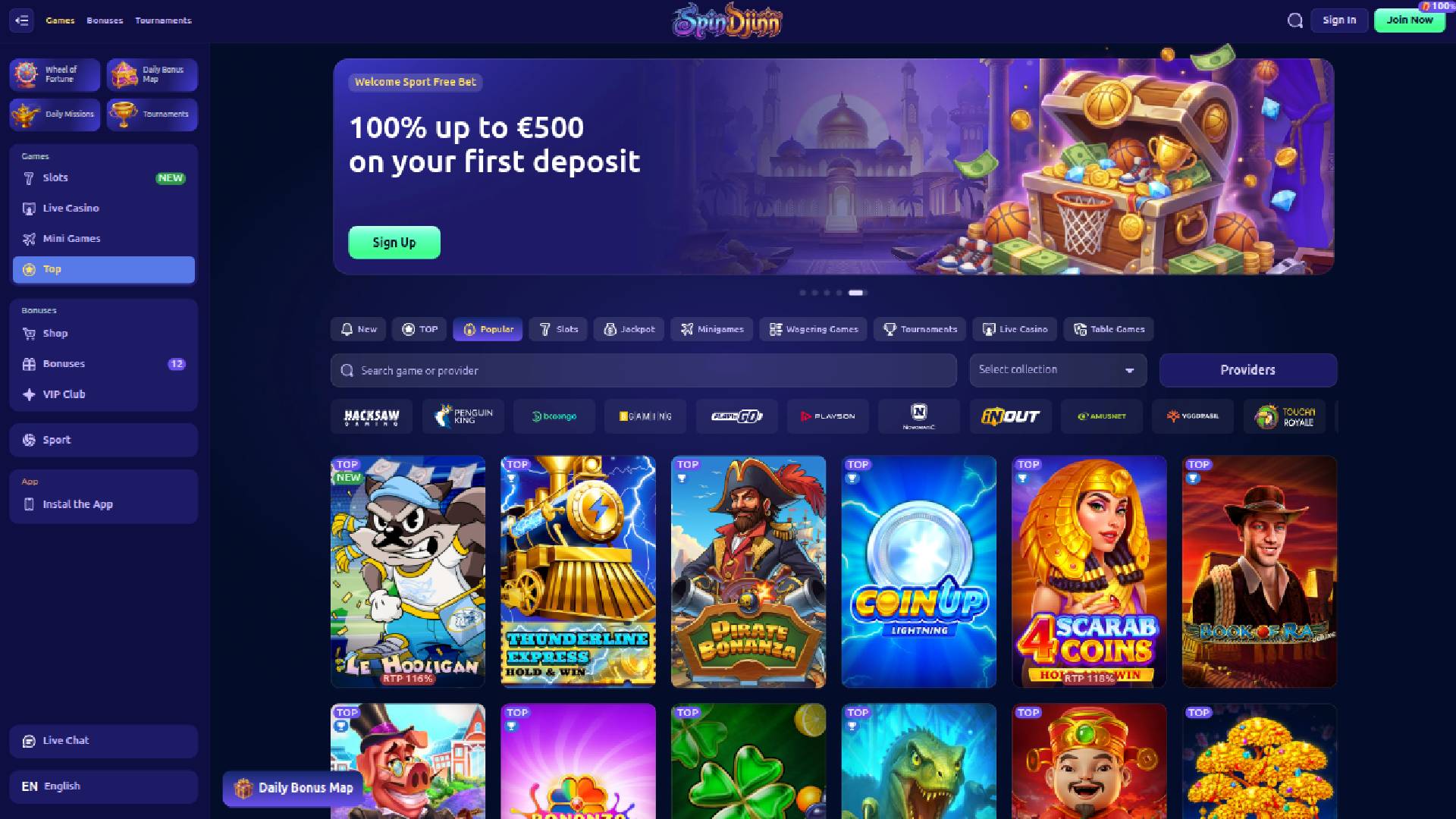 Giochi da tavolo di SpinDjinn Casino