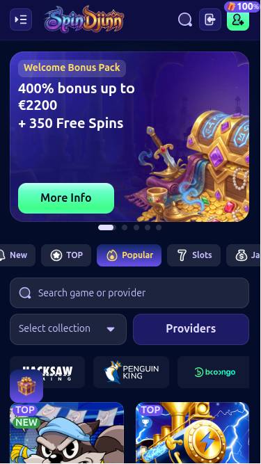 Giochi per dispositivi mobili del casinò SpinDjinn