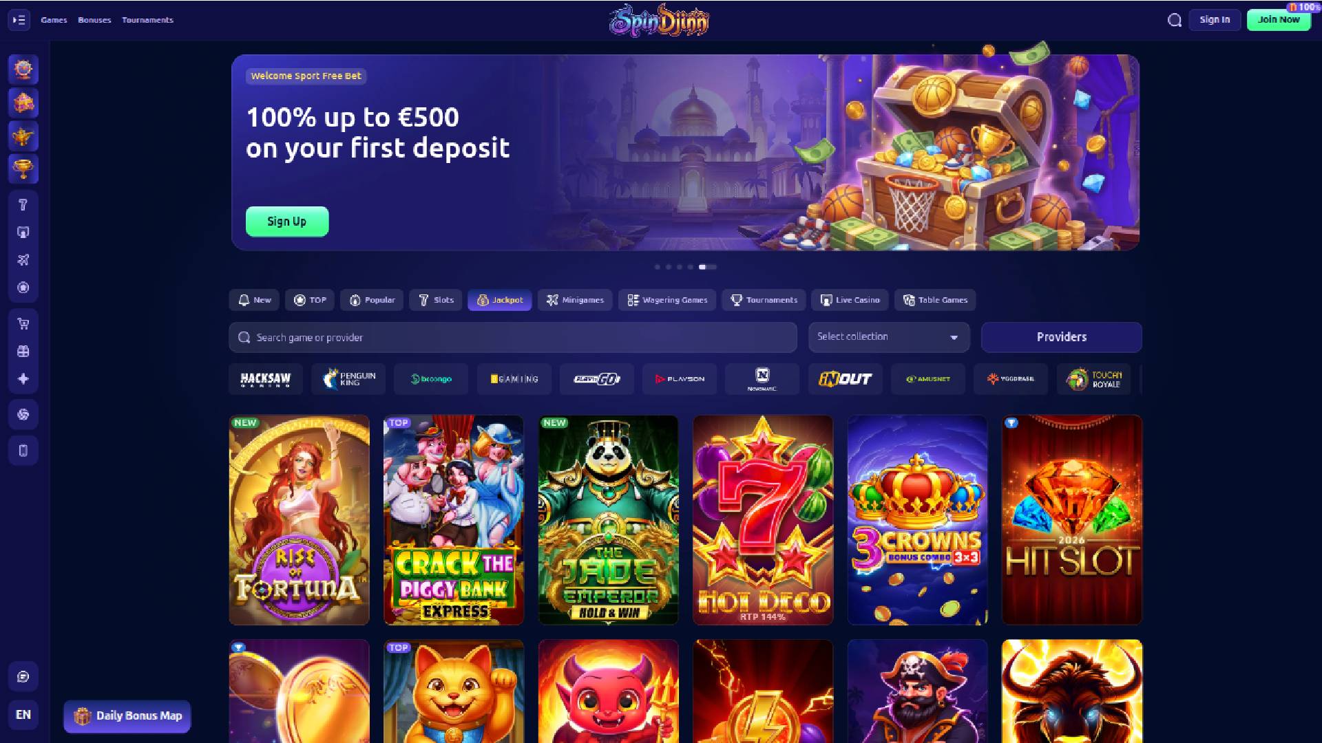 Jackpot da desktop del casinò SpinDjinn