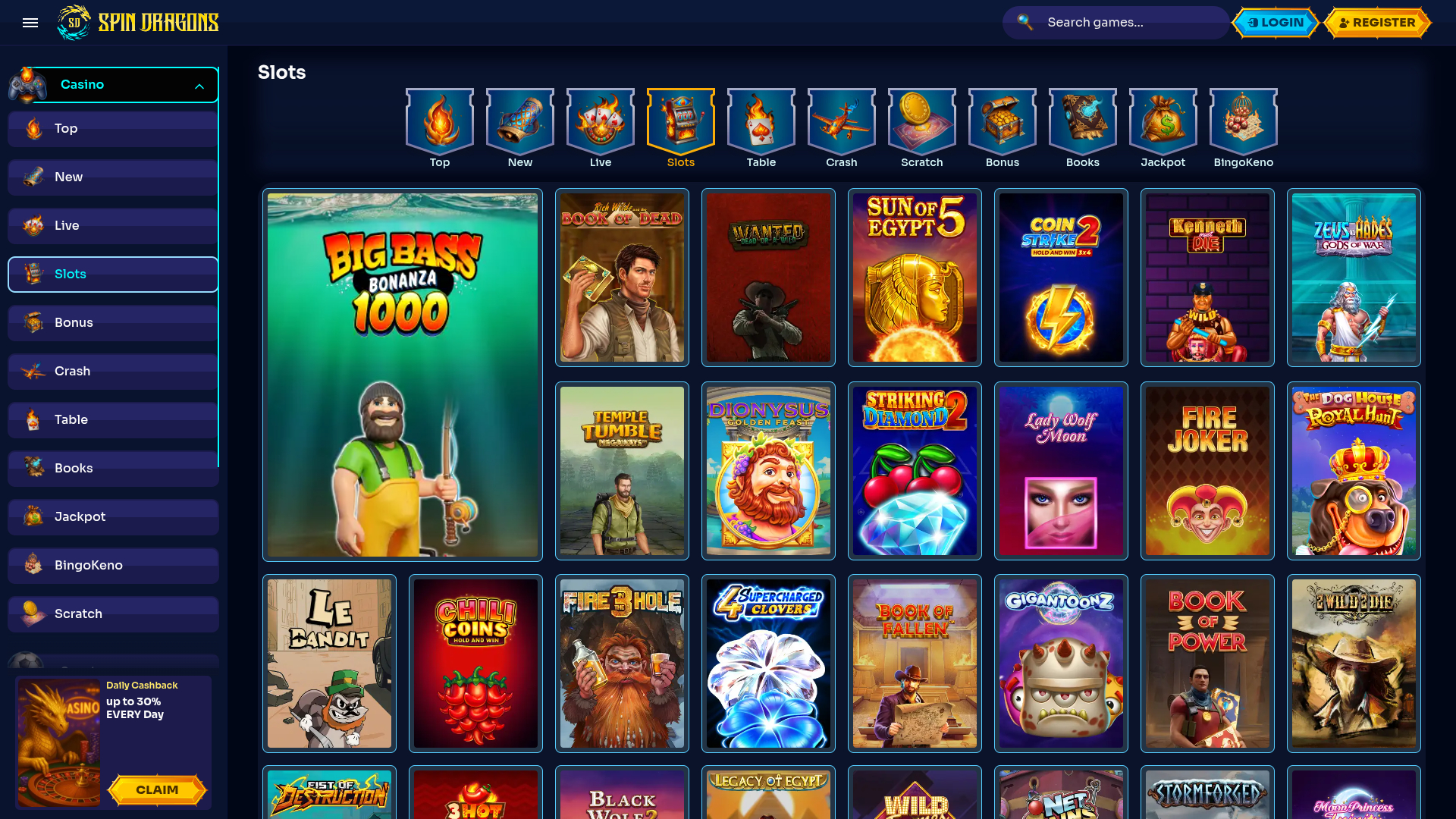Jeux de casino SpinDragons pour ordinateur