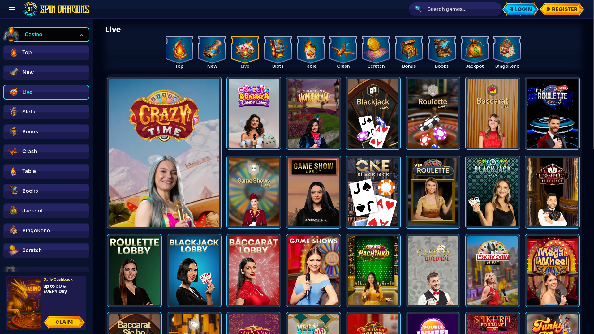 Croupier en direct sur ordinateur de SpinDragons Casino