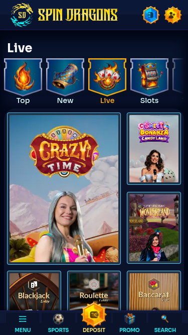 Croupier en direct sur mobile de SpinDragons Casino