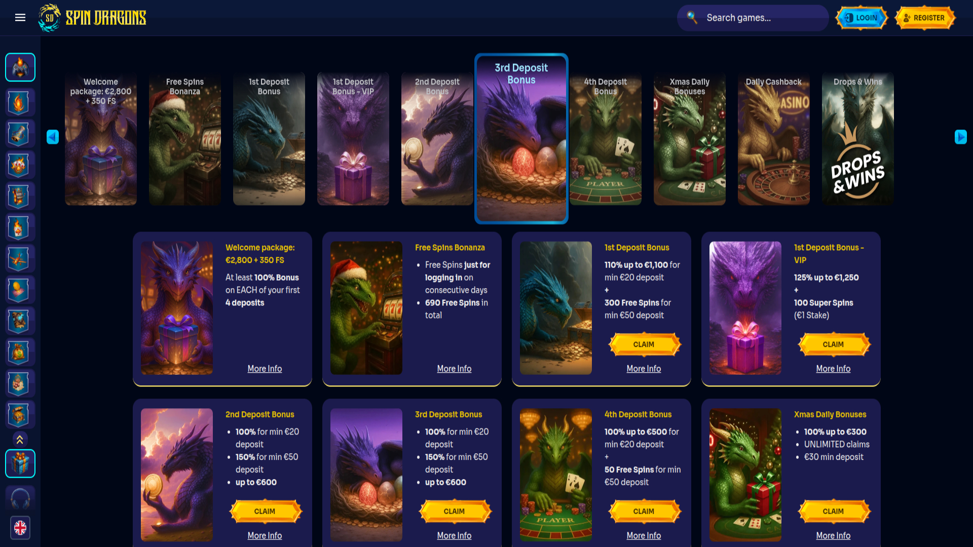 Promozioni del casinò SpinDragons Desktop