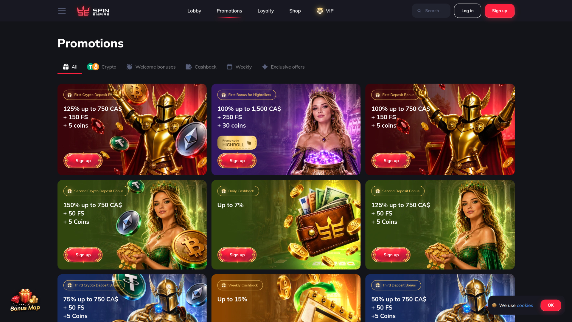 Promociones de SpinEmpire Casino para ordenador