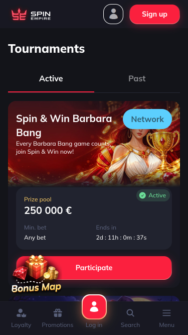 Torneos móviles de SpinEmpire Casino