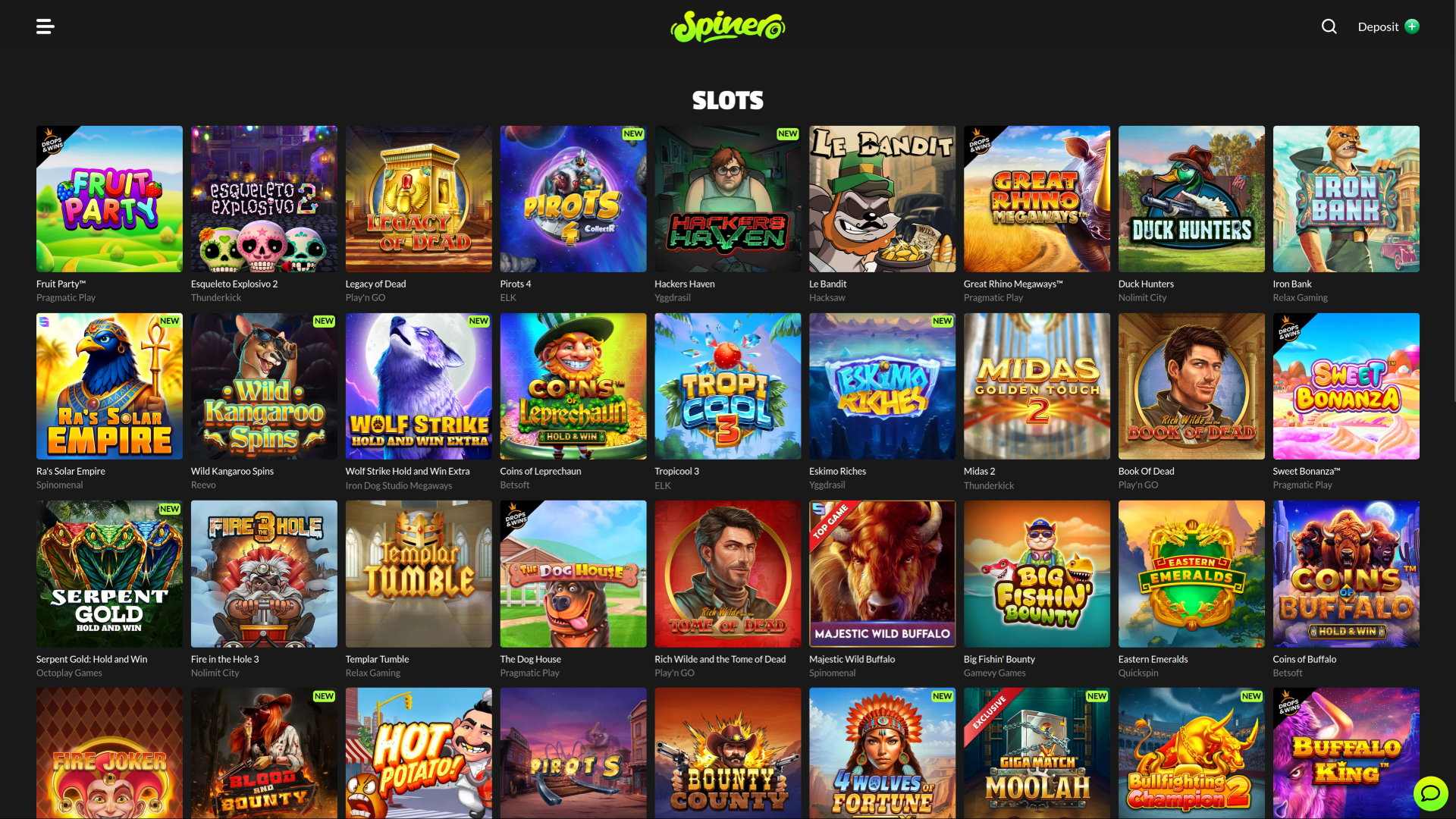 Spinero Casino Desktop-Spiele