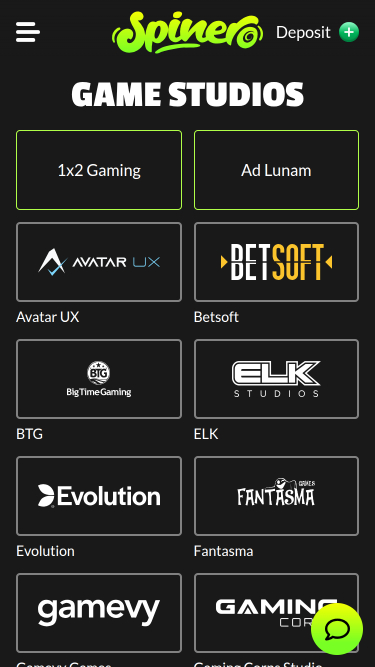 Spinero Casino mobile Spielentwickler