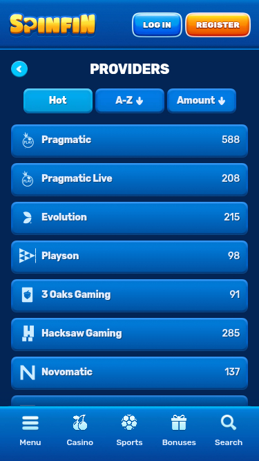 Spinfin Casino Mobile Game Developers