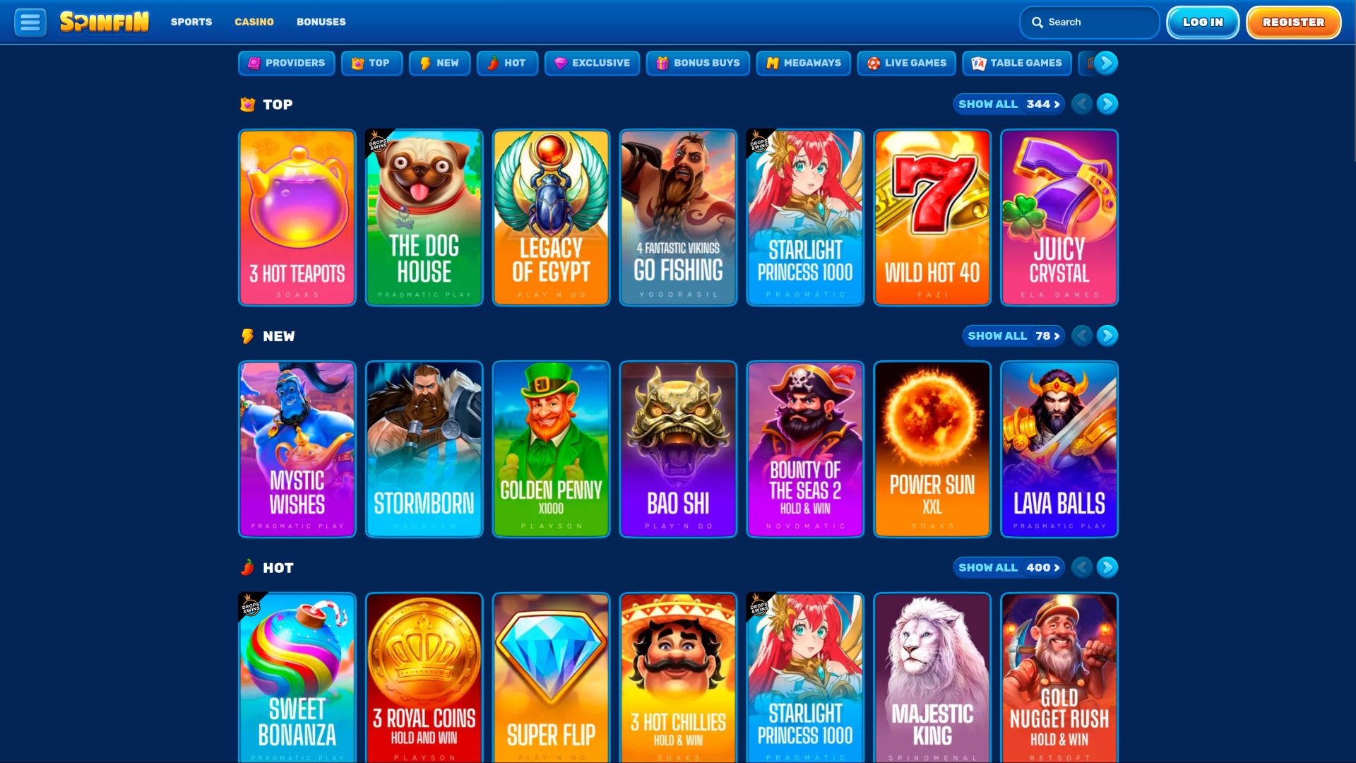 Игры для ПК в казино Spinfin