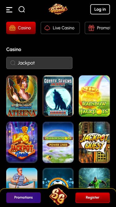 Jackpot móvil del casino SpinGrande