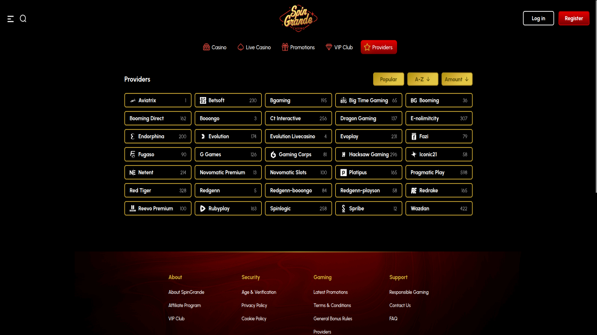 Screenshot von Spingrande Casino für Desktop von Game Developers