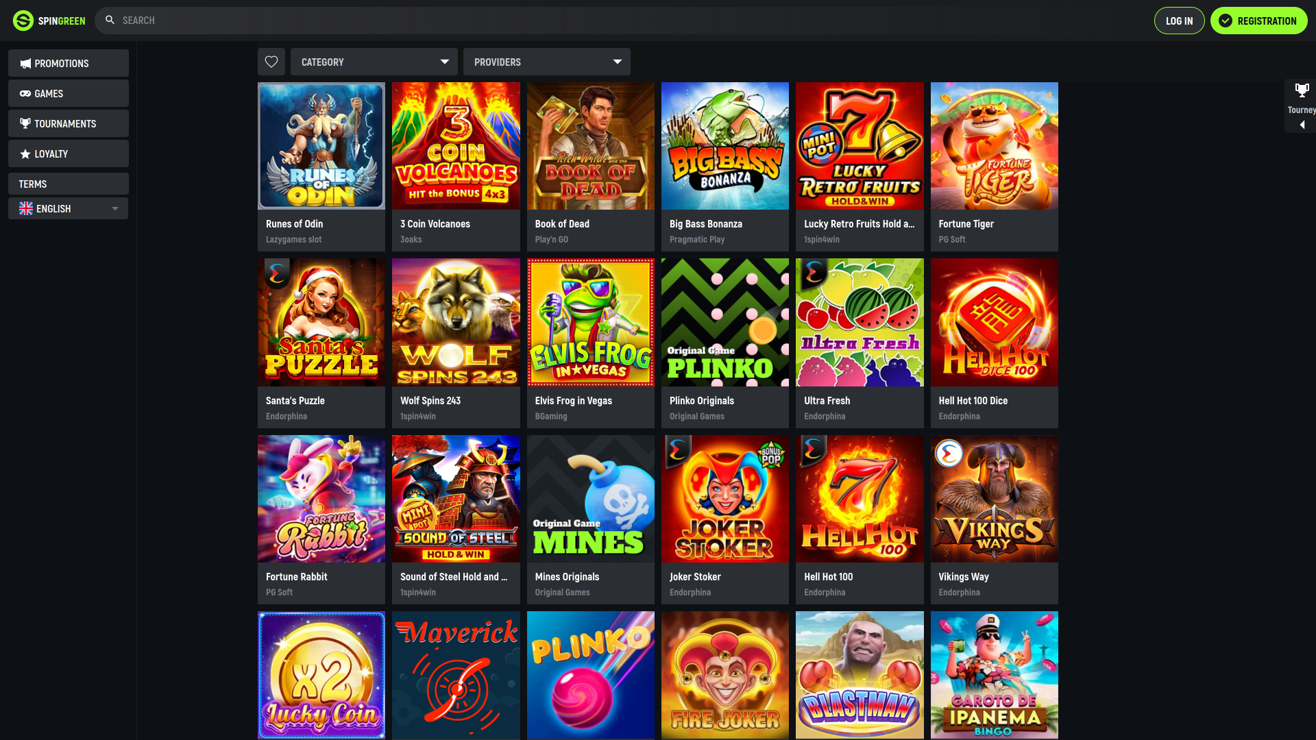 Spingreen Casino Desktop Games