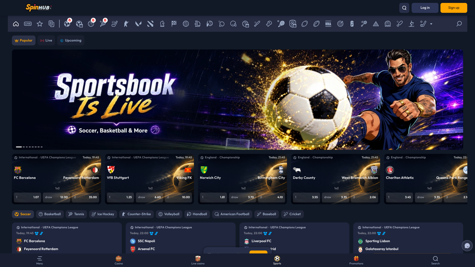 Spinhub Casino - Paris sportifs sur ordinateur