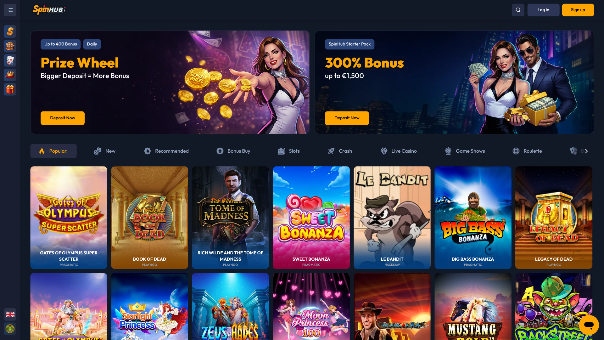Spinhub Casino Homepage