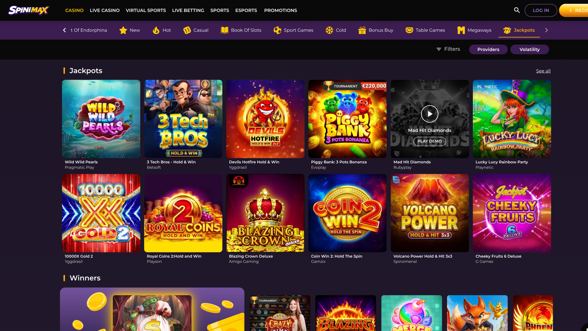 Spinimax Casino Desktop Jackpot