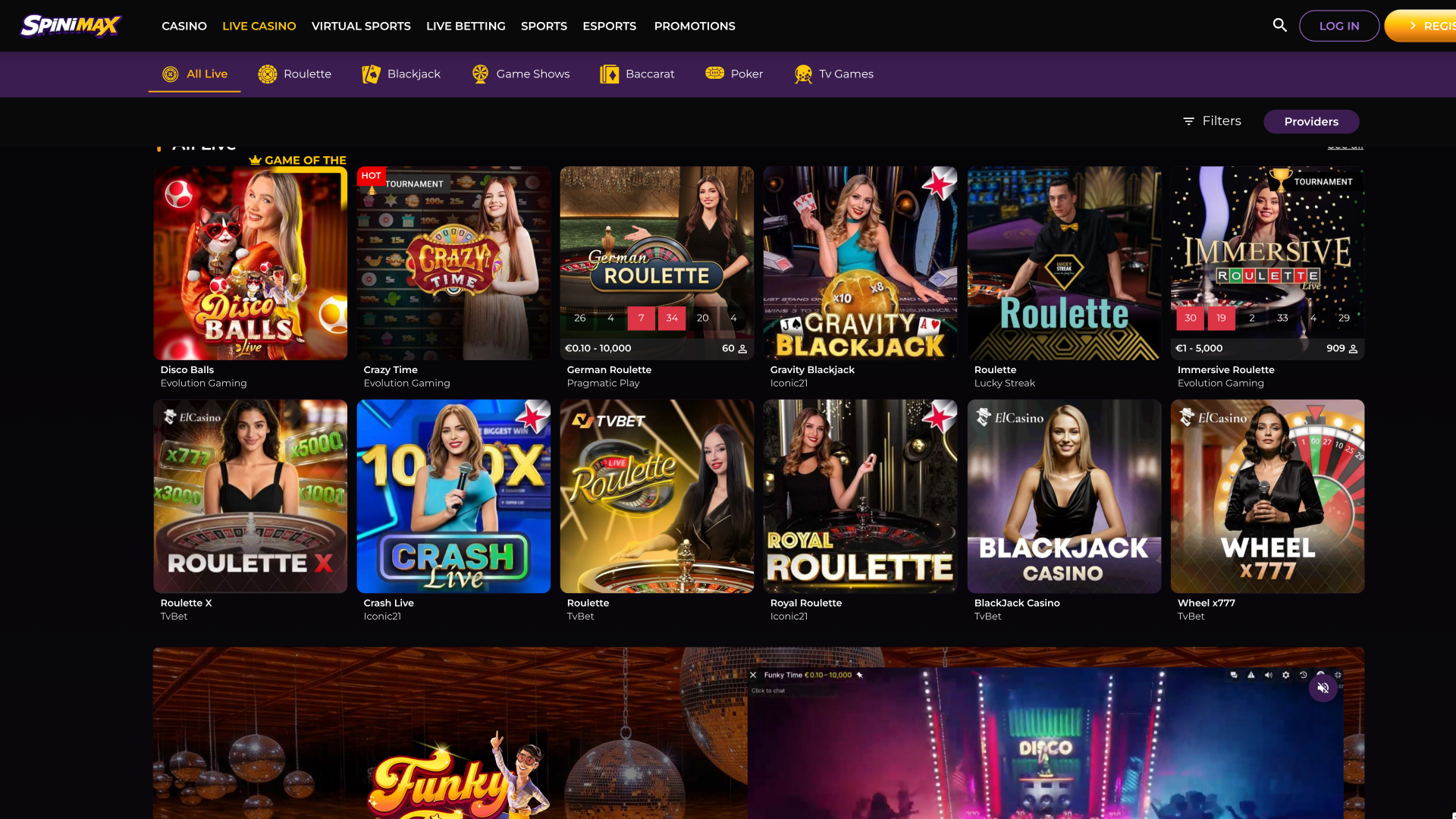 Spinimax Casino Desktop Live-Dealer