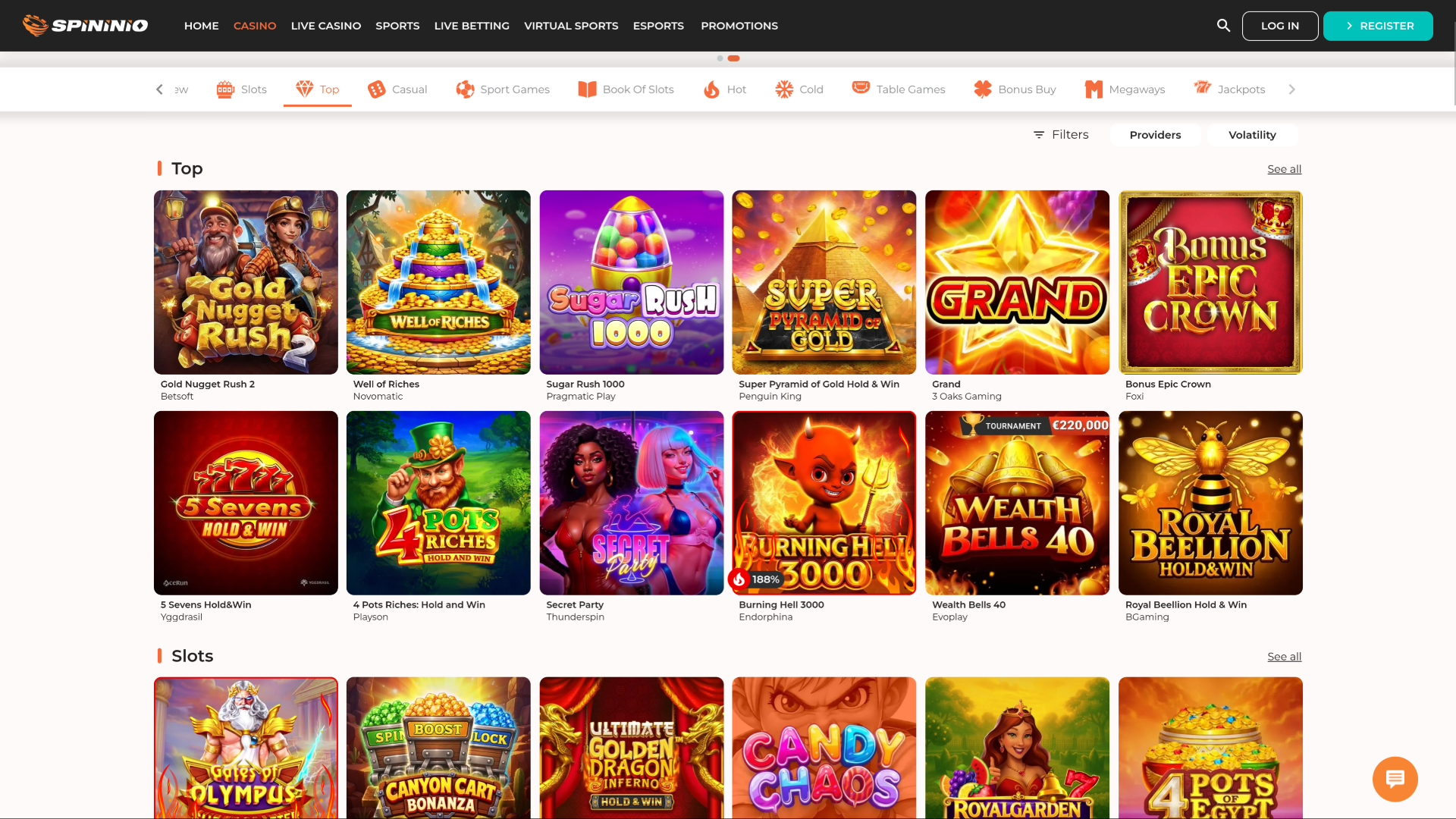 Spininio Casino Desktop Jackpot