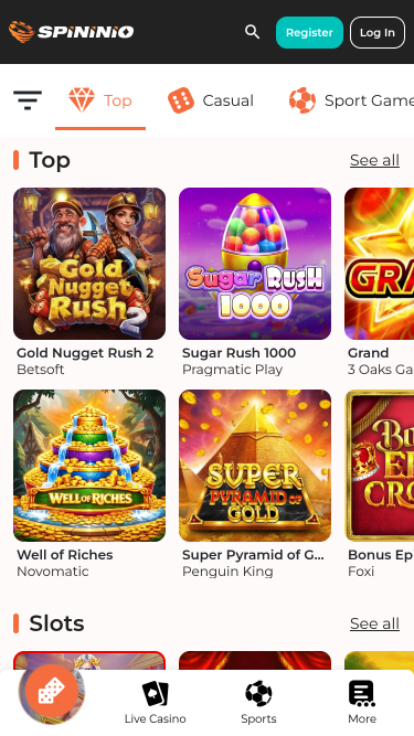 Spininio Casino Mobile Jackpot