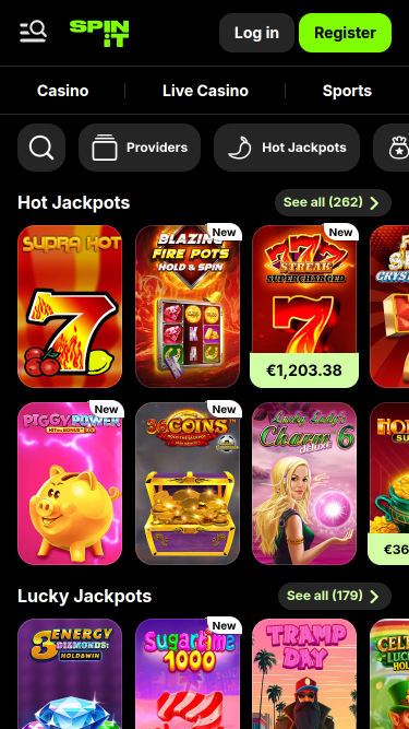 Jackpot mobile du casino Spinit.com