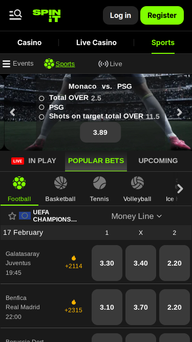 Sports mobiles de casino Spinit.com