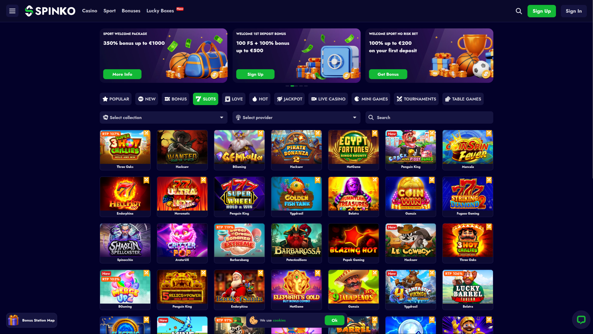 Spinko Casino Desktop Games