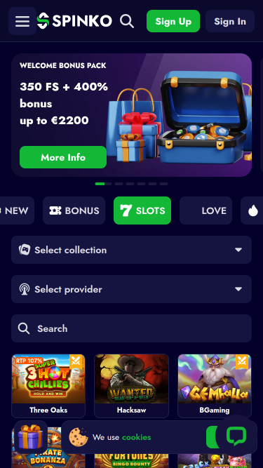 Spinko Casino Mobile Games