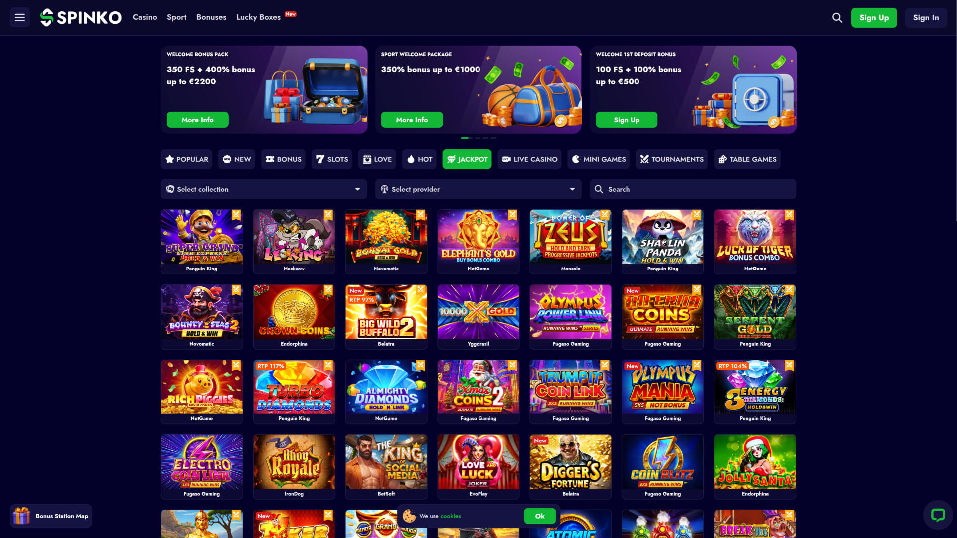 Spinko Casino Desktop Jackpot