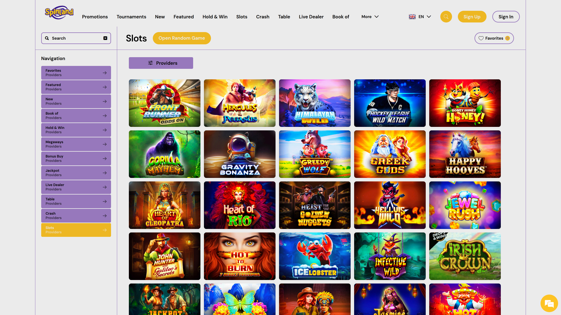 Spinland.bet Casino Desktop Games
