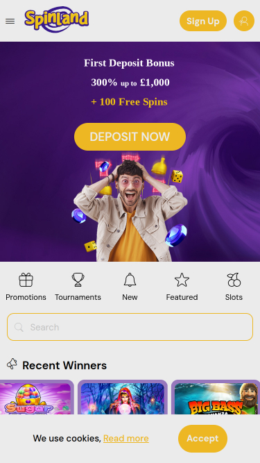 Spinland.bet Casino Mobile Homepage