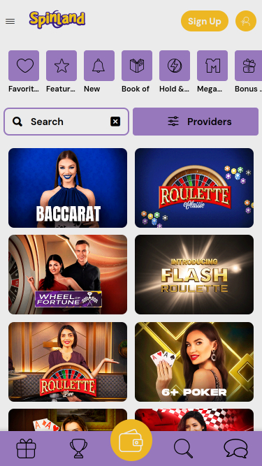 Spinland.bet Casino Mobile Live Dealer