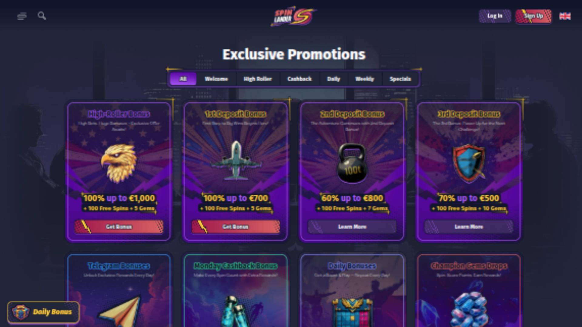 Spinlander Casino-Aktionen Desktop