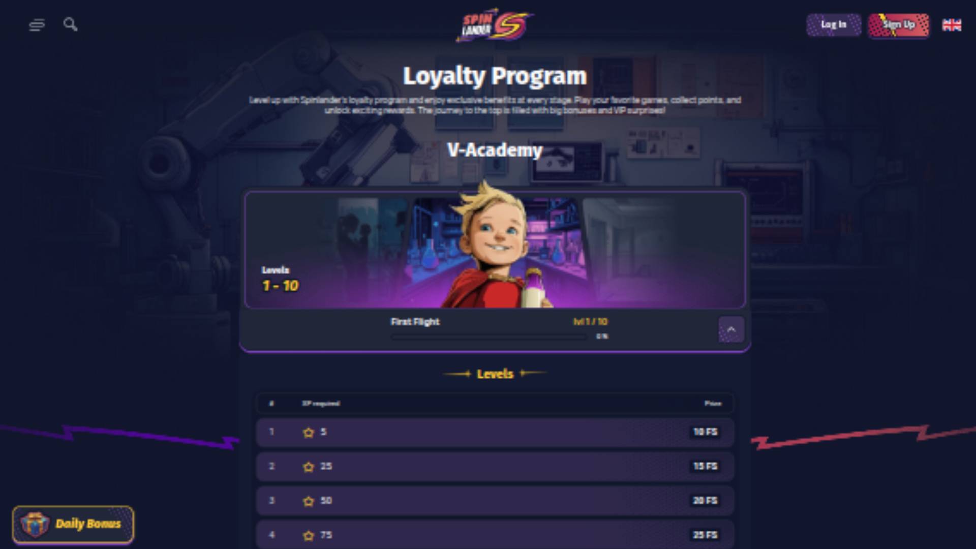 Spinlander Casino Live VIP Desktop