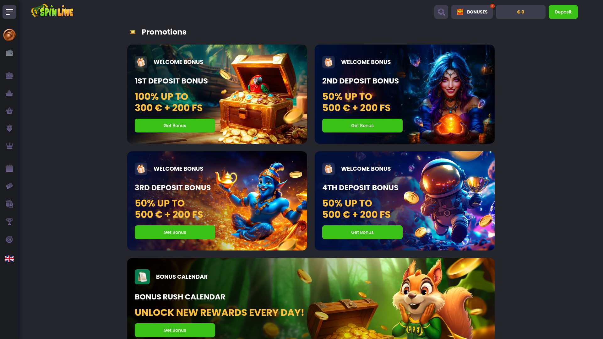 Spinline Casino Desktop Promotions