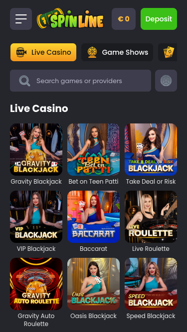 Spinline Casino Mobile Live Dealer