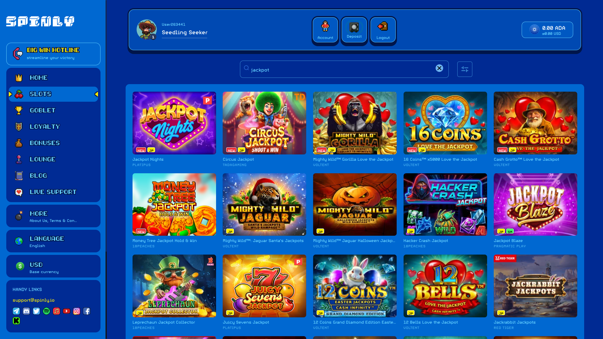 Spinly Casino Desktop Jackpot