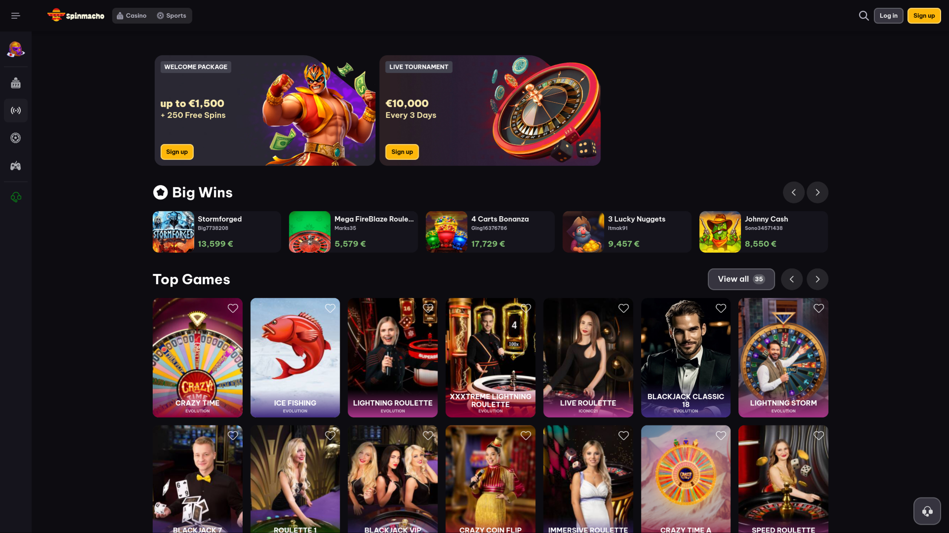 Spinmacho Casino Desktop Live Dealer