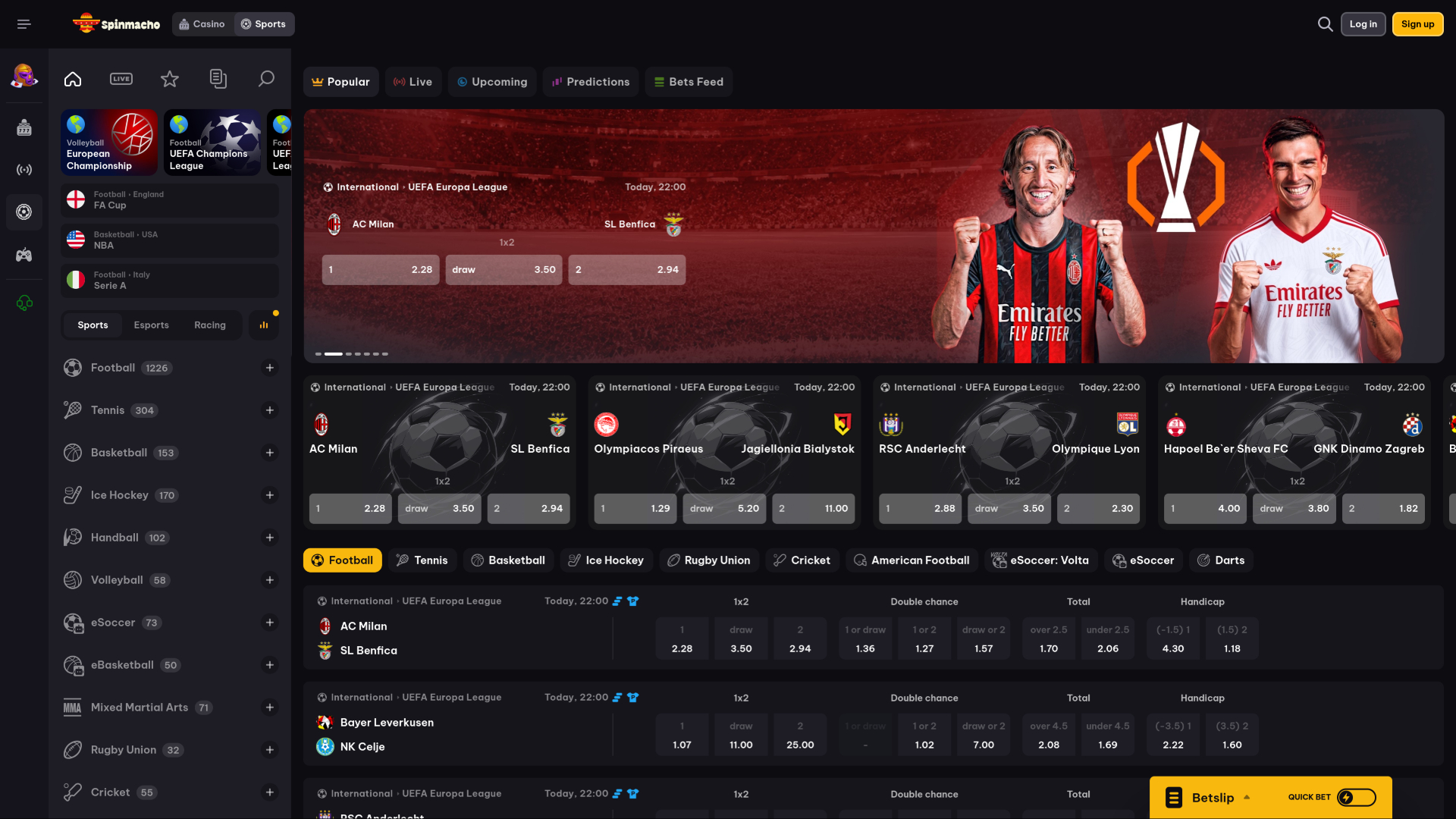 Spinmacho Casino Desktop Sports