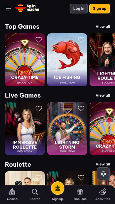 Spinmacho Casino Mobile Live Dealer