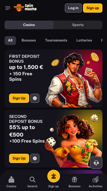 Spinmacho Casino Mobile Promotions