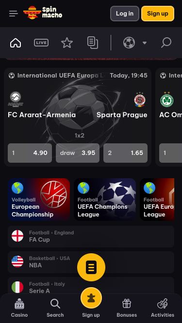 Spinmacho Casino Mobile Sports