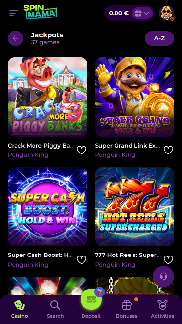 Jackpot mobile du casino Spinmama