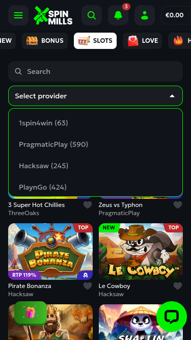 Développeurs du jeu mobile Spinmills Casino