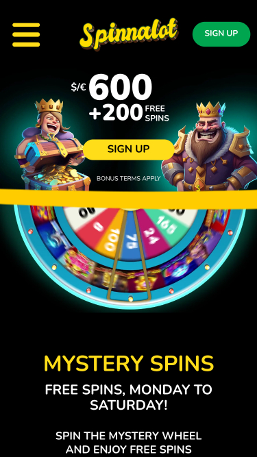 Spinnalot Casino Mobile Homepage