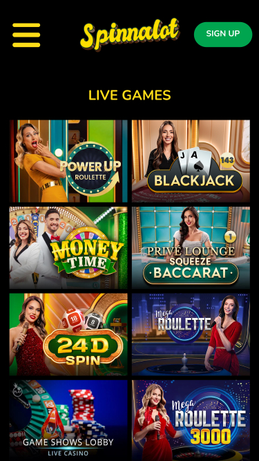 Spinnalot Casino Mobile Live Dealer