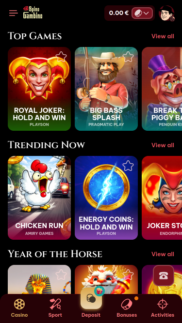 Juegos móviles de Spinogambino