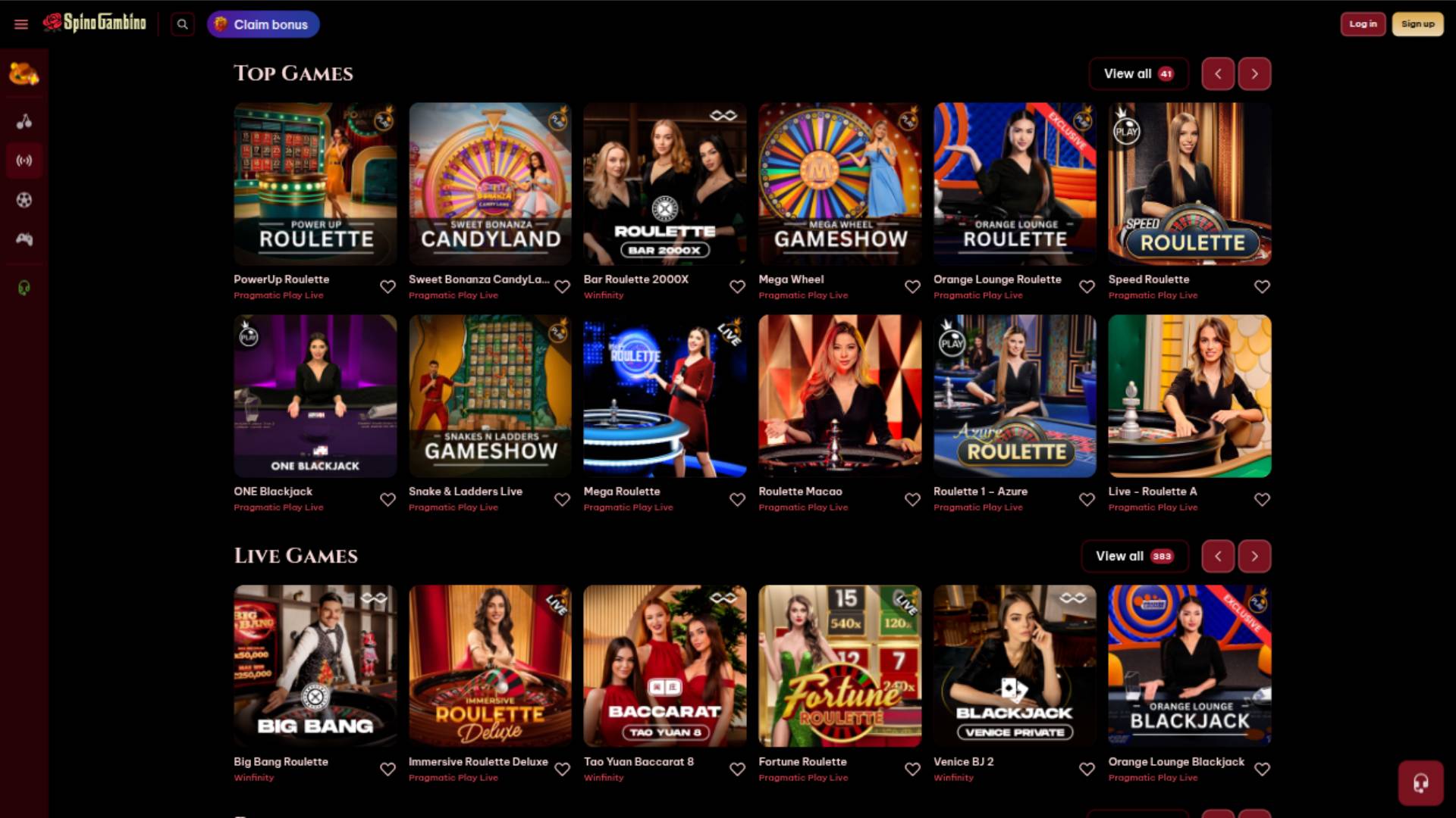 SpinoGambino Casino Croupier en direct
