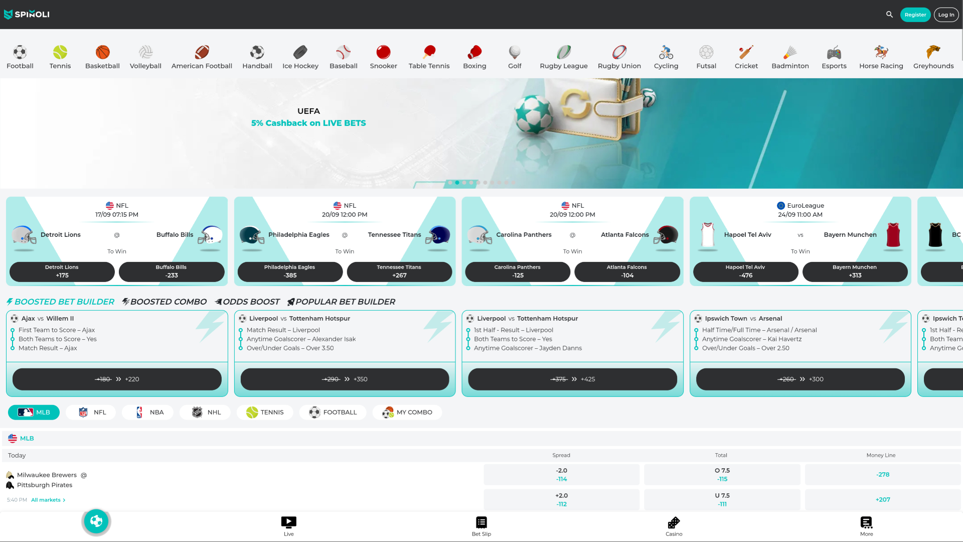 Spinoli Casino Desktop Sports