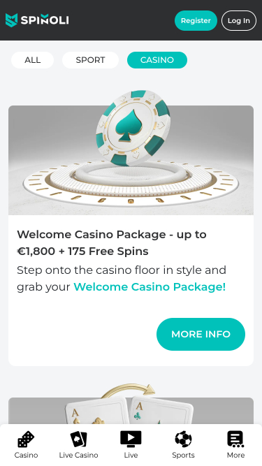 Promozioni per dispositivi mobili di Spinoli Casino